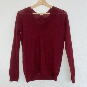 Zara Knit Red V Neck Sweater